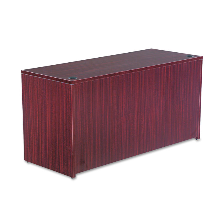 Mahogany Office Credenza with Drawer and Filing Cabinet