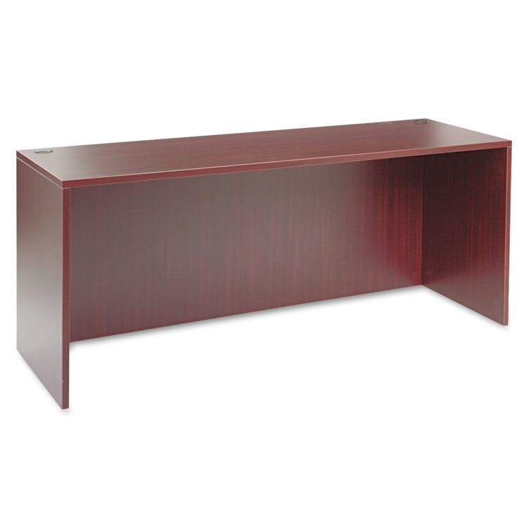 Mahogany Executive Desk with Filing Cabinet and Wire Management