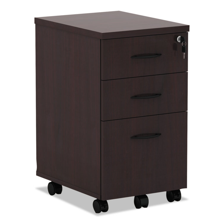 Mahogany 3-Drawer Mobile Lockable File Pedestal