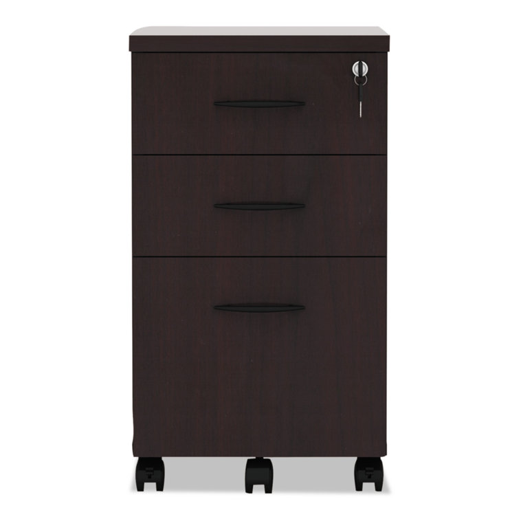 Mahogany 3-Drawer Mobile Lockable File Pedestal