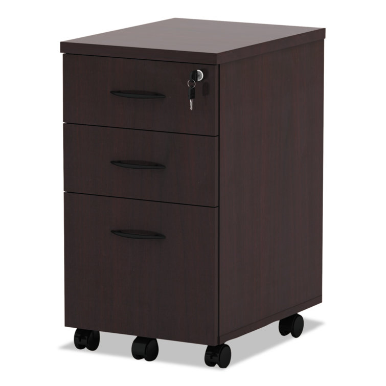 Mahogany 3-Drawer Mobile Lockable File Pedestal