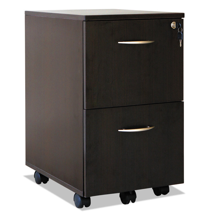Espresso 2-Drawer Lockable Mobile Filing Cabinet