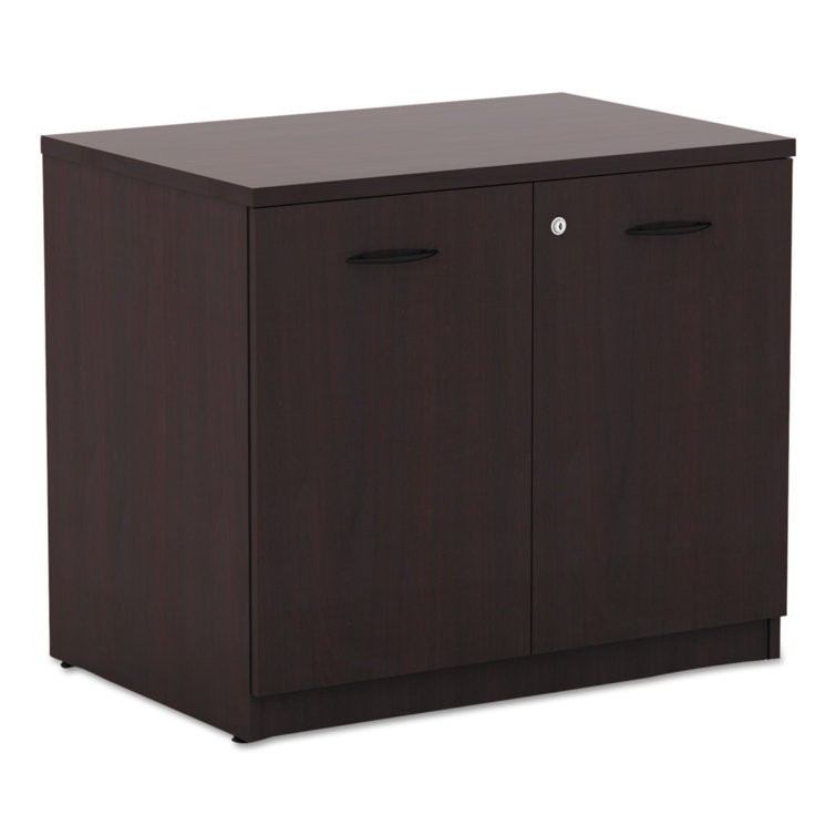 Mahogany Freestanding Lockable Office Storage Cabinet with Adjustable Shelving