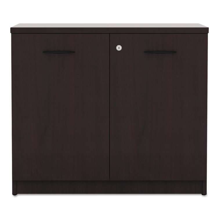 Mahogany Freestanding Lockable Office Storage Cabinet with Adjustable Shelving