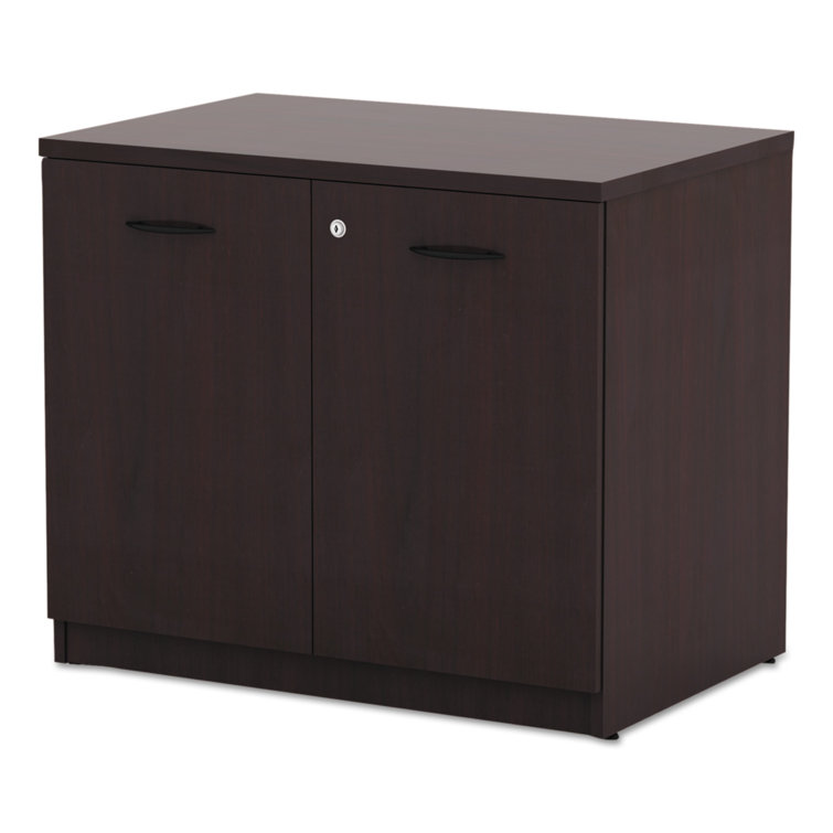 Mahogany Freestanding Lockable Office Storage Cabinet with Adjustable Shelving