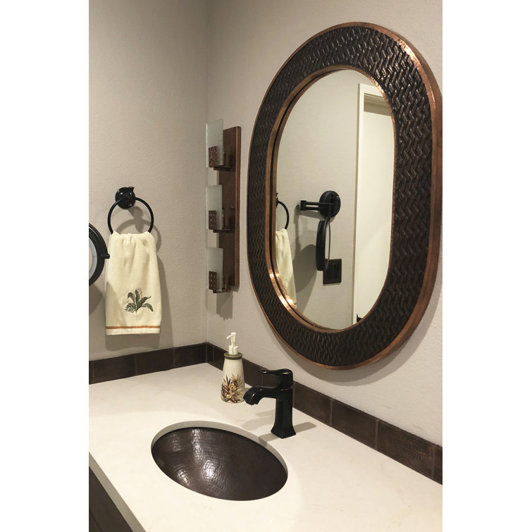 19" Oval Oil Rubbed Bronze Hammered Copper Bathroom Sink
