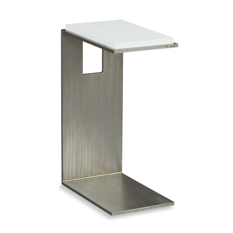 White and Brushed Metal Rectangular End Table