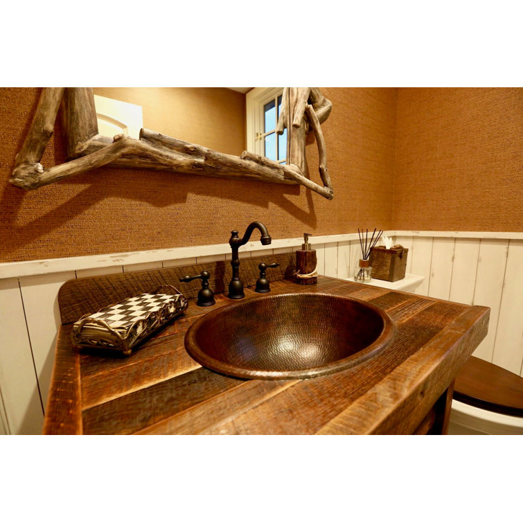 22" Hammered Copper Oval Bathroom Sink