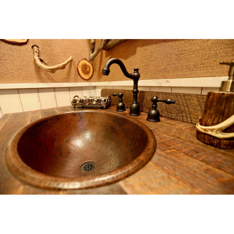 22" Hammered Copper Oval Bathroom Sink