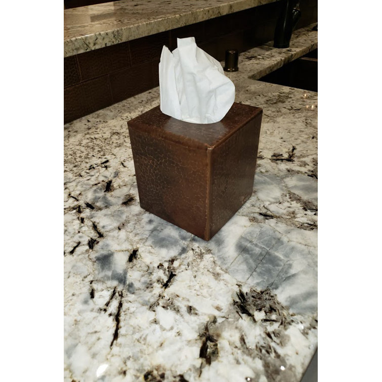Small Oil Rubbed Bronze Hand Hammered Copper Tissue Box Cover