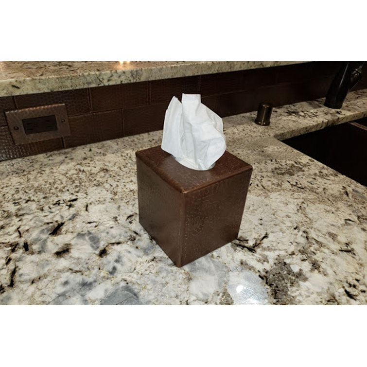 Small Oil Rubbed Bronze Hand Hammered Copper Tissue Box Cover