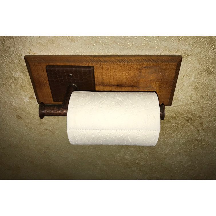 Hand Hammered Copper and Wood Oil Rubbed Bronze Toilet Paper Holder