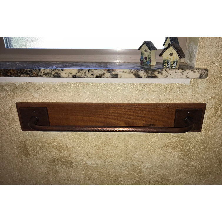 18" Hand Hammered Copper Wall Mounted Towel Bar in Oil Rubbed Bronze
