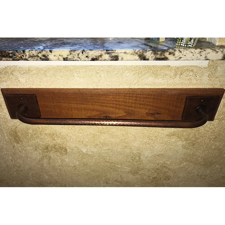 18" Hand Hammered Copper Wall Mounted Towel Bar in Oil Rubbed Bronze