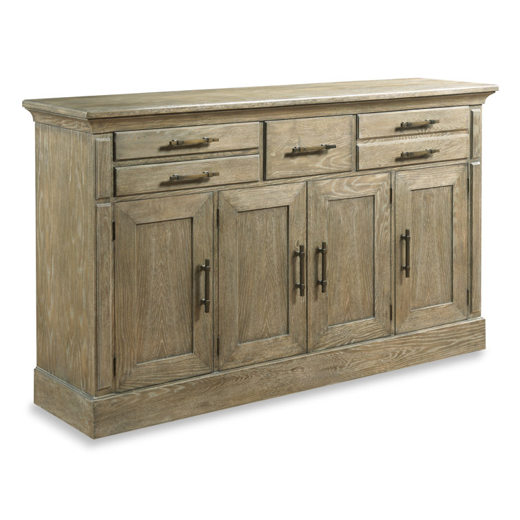 Vintage Oak 4-Door 4-Drawer Sideboard with Shelves