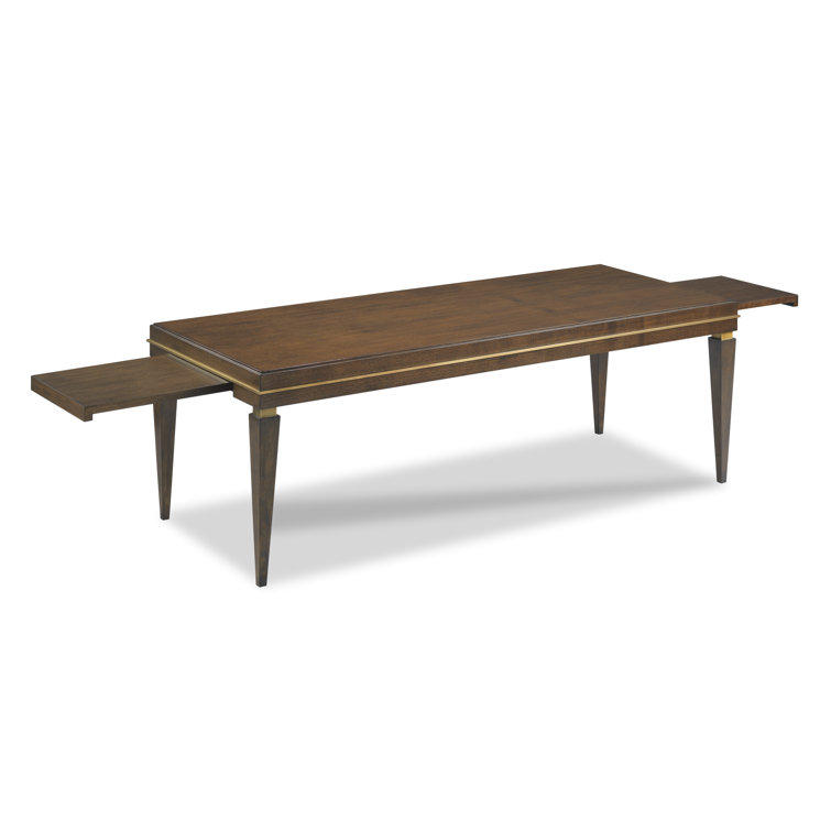 Woodbridge Ava 54'' Walnut Veneer Rectangular Cocktail Table with Brass Accents