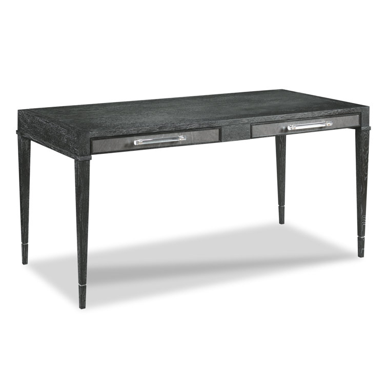 Langdon Gray Slate Solid Wood Desk with Leather Drawers