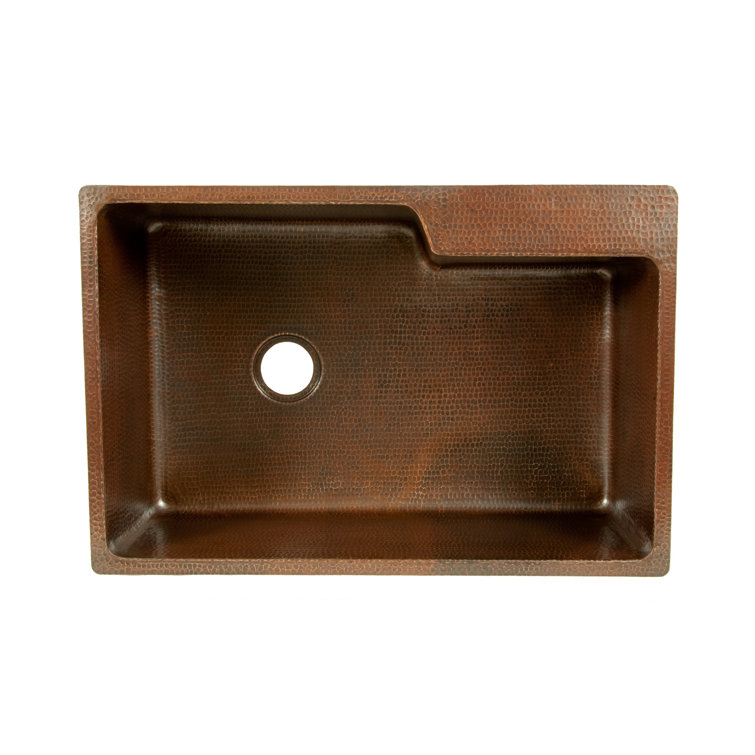 33" Hammered Copper Drop-In Kitchen Sink with Accessories