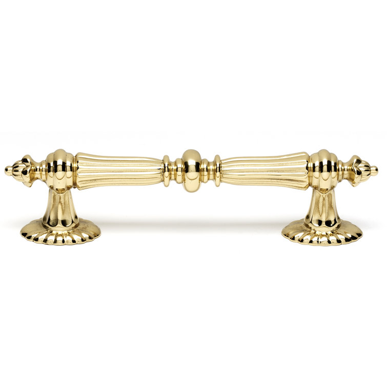 Polished Brass Traditional Bar Pull with Mounting Hardware