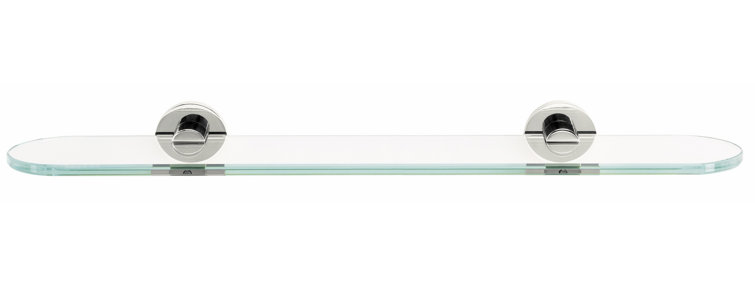 Polished Chrome Oval Beveled Glass Wall Shelf