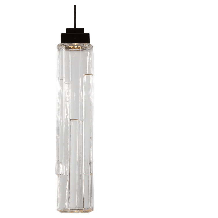 Ledgestone Matte Black 3-Light LED Cluster Pendant with Textured Glass