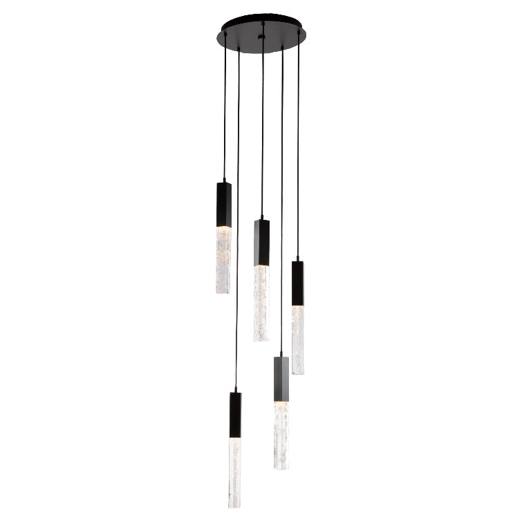 Axis 27'' Matte Black Modern LED Island Pendant with Artisan Glass