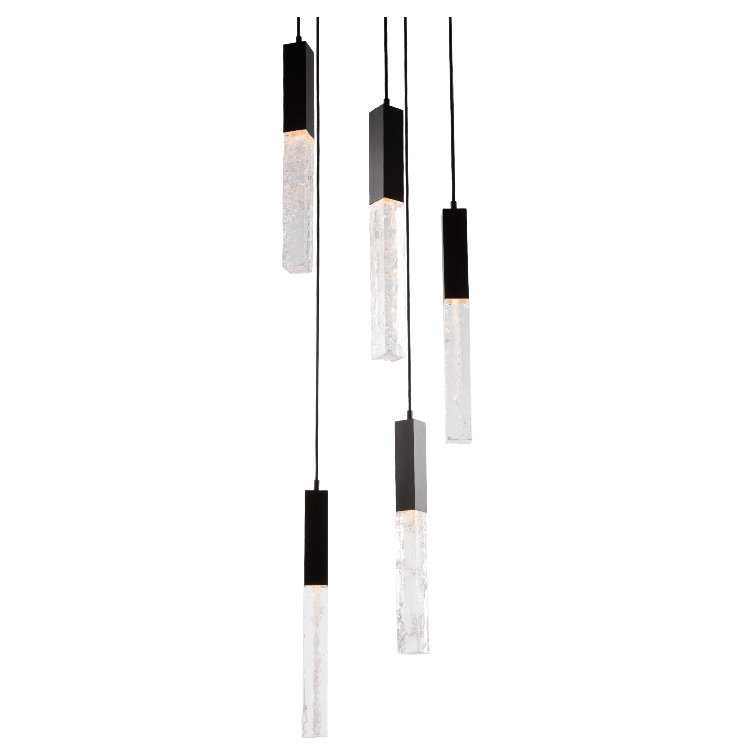 Axis 27'' Matte Black Modern LED Island Pendant with Artisan Glass
