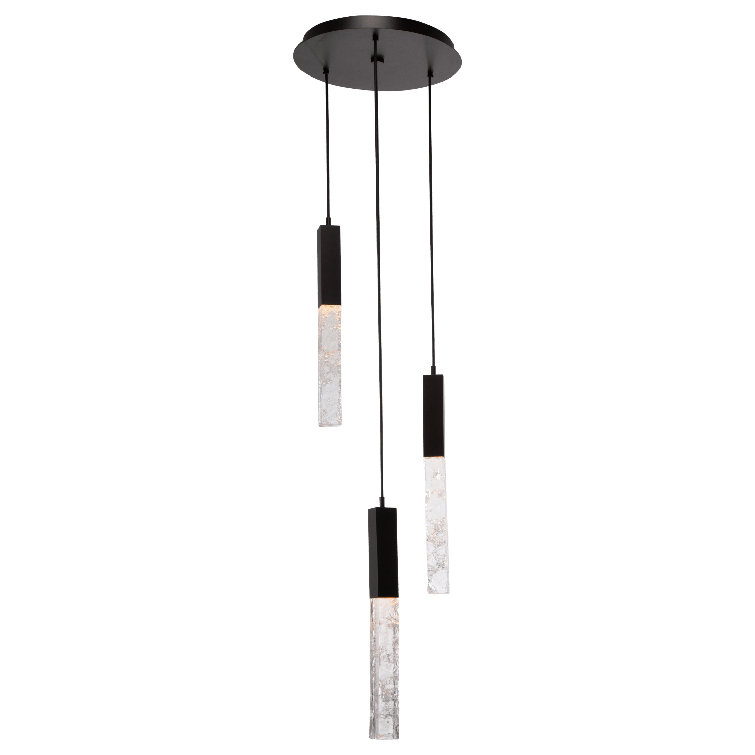 Axis 27'' Matte Black LED Cluster Pendant with Artisan Glass