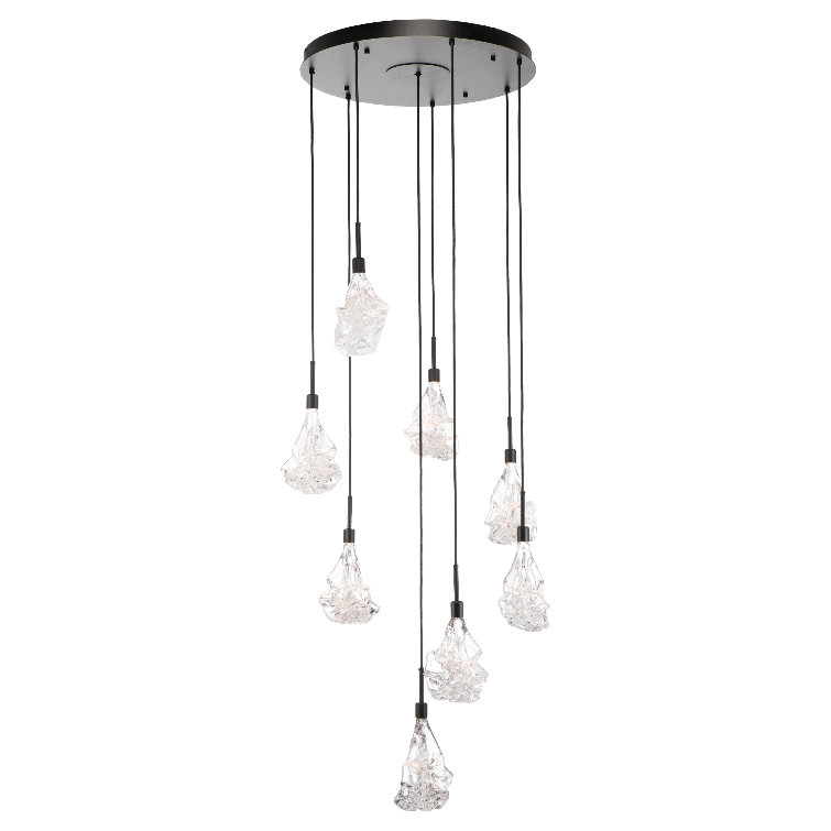 Eclipse 5-Light LED Cluster Pendant in Matte Black with Organic Glass Shades