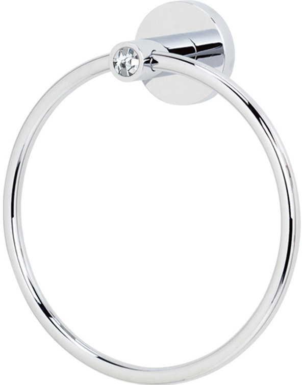 Polished Chrome Crystal Wall Mounted Towel Ring