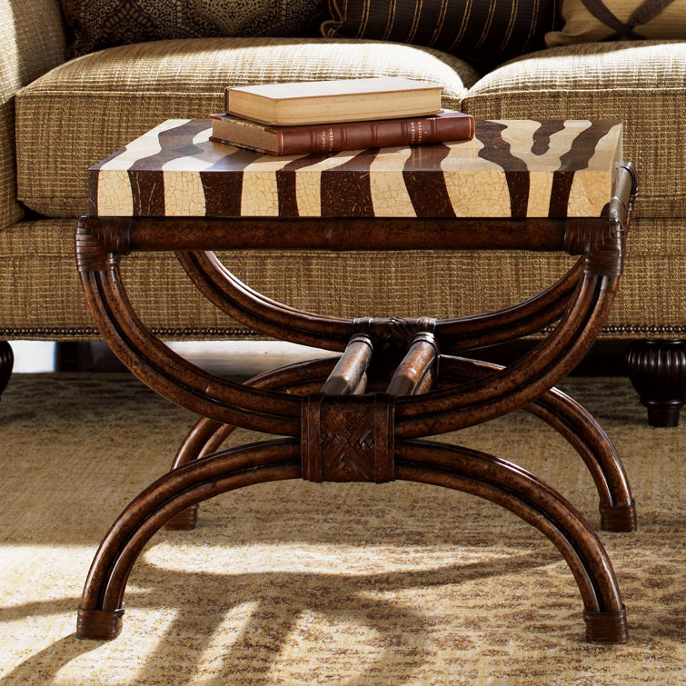 Transitional Zebra Coco Shell 23'' Brown Rectangular End Table