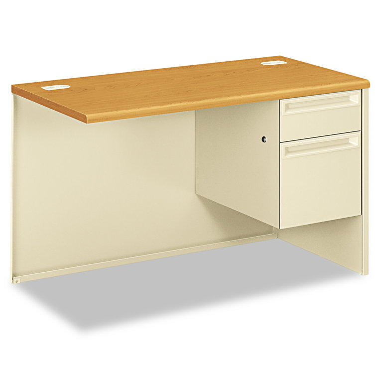 Harvest and Putty Steel and Laminate Desk with Lock