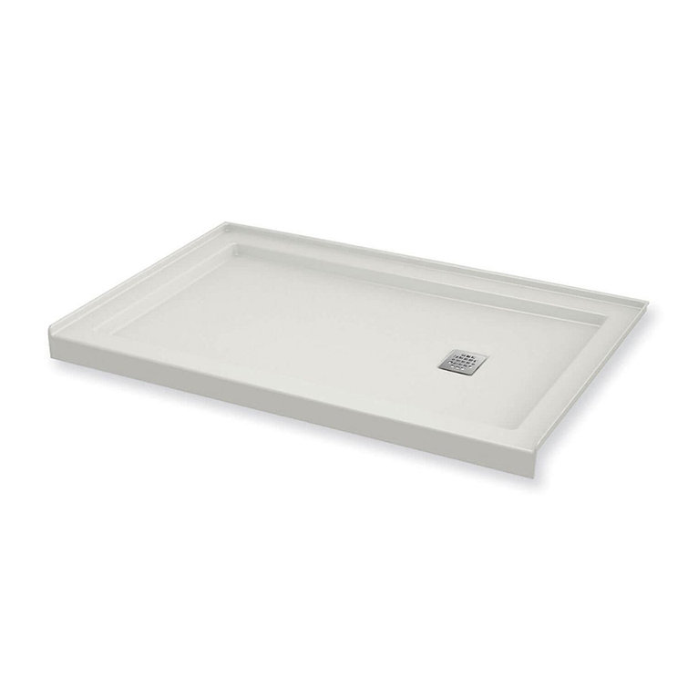 White Acrylic Rectangular Shower Base with Right Hand Drain