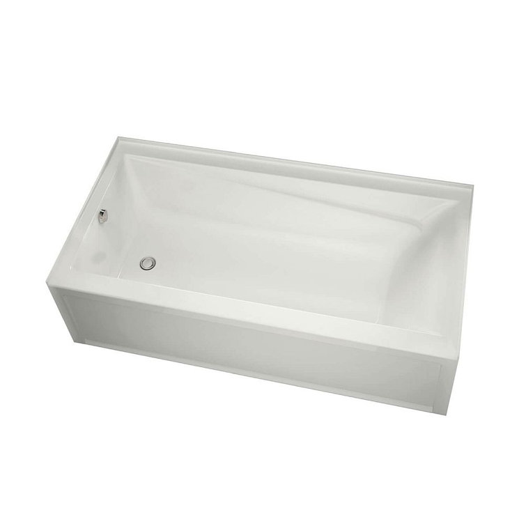 White Rectangular Acrylic Alcove Soaking Bathtub with Left-Hand Drain