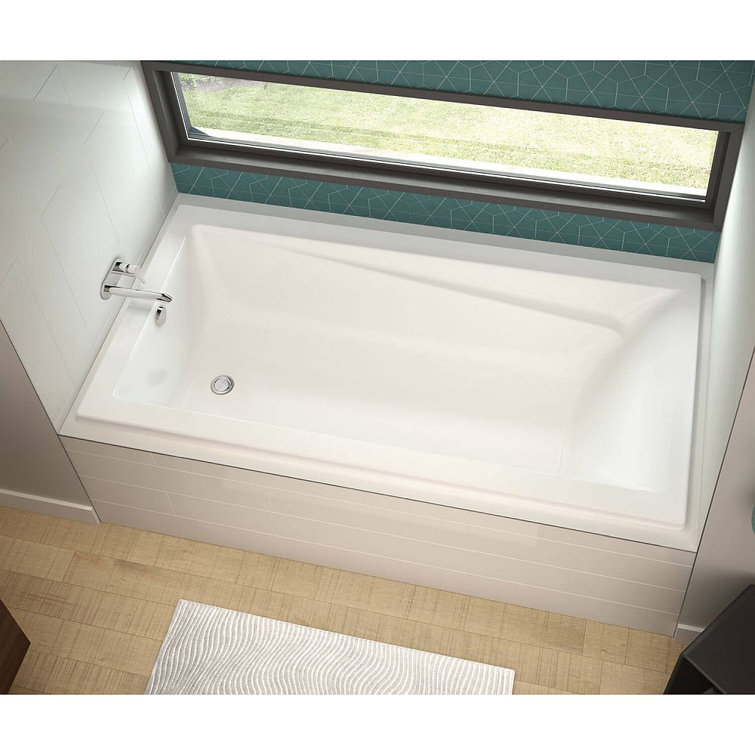 Rectangular White Acrylic Drop-In Soaking Bathtub, 60"