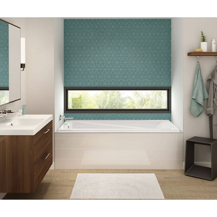 Rectangular White Acrylic Drop-In Soaking Bathtub, 60"