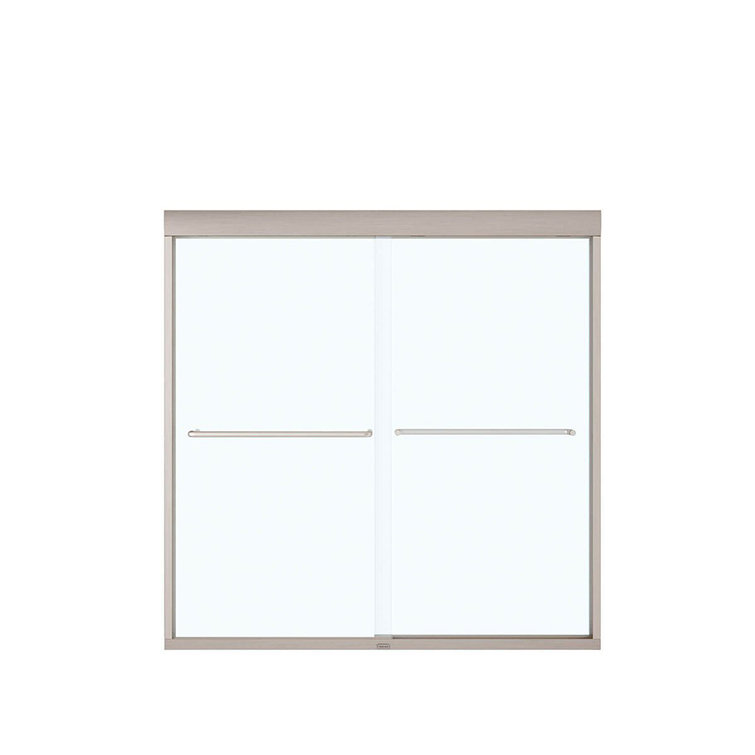 Clear Glass Brushed Nickel Double Sliding Tub Door 57" x 59"