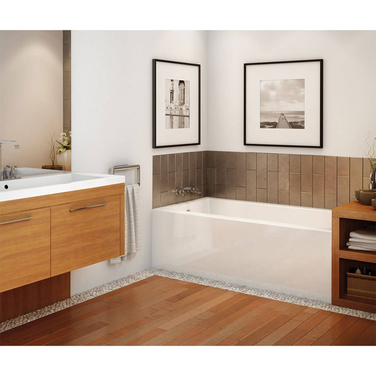 Rubix 60'' White Acrylic Alcove Soaking Bathtub