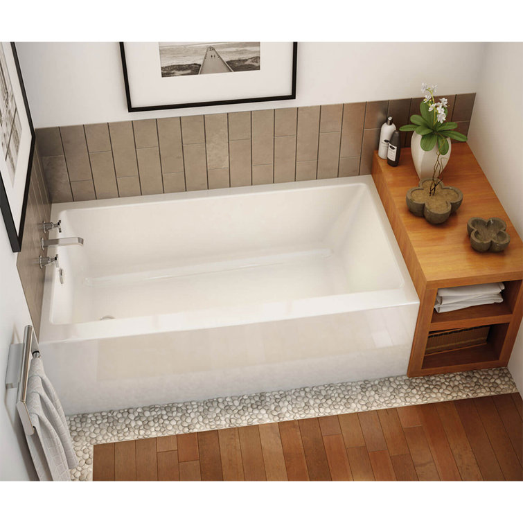 Rubix 60'' White Acrylic Alcove Soaking Bathtub