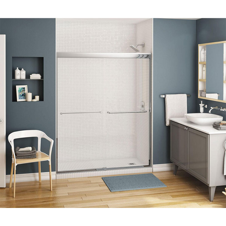 Kameleon 55-59" Chrome Semi-Frameless Sliding Shower Door with Clear Glass