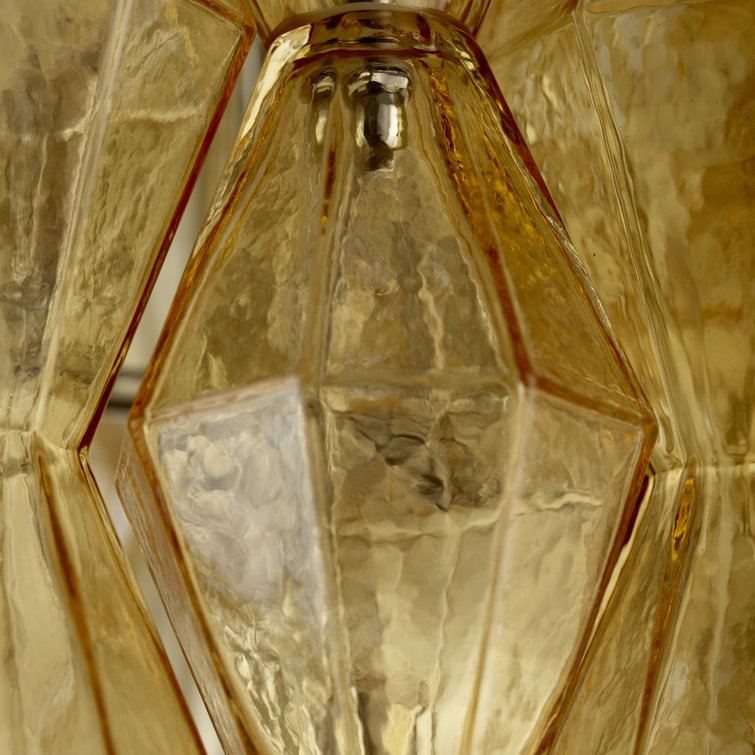 Amber Glass and Chrome Geometric Pendant Light