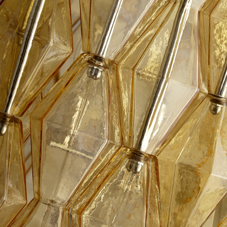 Amber Glass and Chrome Geometric Pendant Light