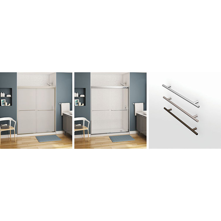 Kameleon 43" x 71" Clear Glass Sliding Shower Door with Brushed Nickel Frame