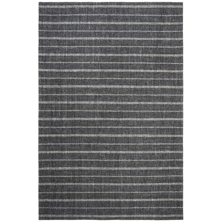 Handmade Gray Stripe Flat Woven Wool-Viscose 9' x 12' Area Rug