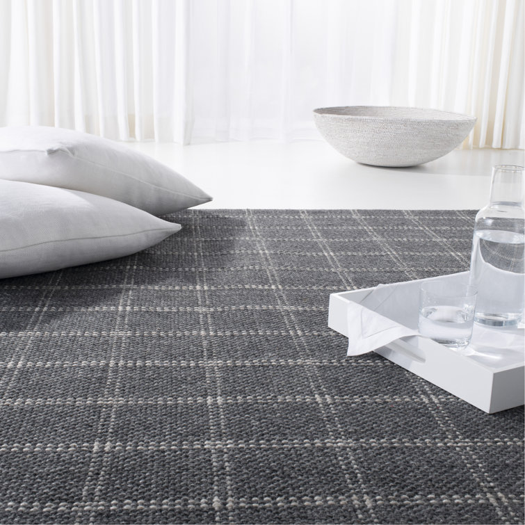 Modern Handwoven Gray Wool-Viscose Blend Round Rug