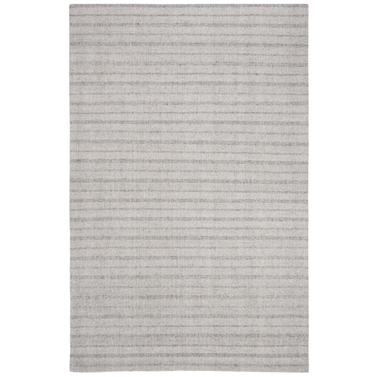 Silver Stripe Handwoven Wool and Viscose Area Rug 5' x 8'