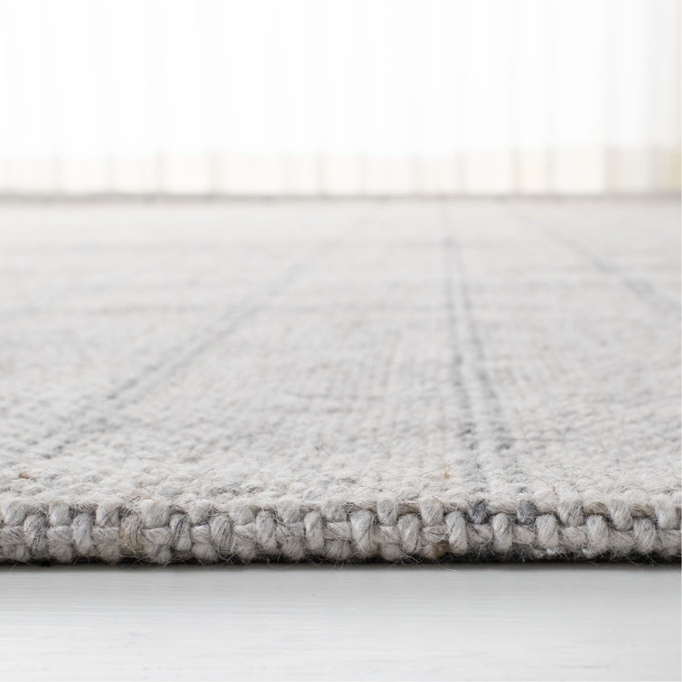 Silver Hand-Knotted Wool and Viscose 6' x 9' Rug