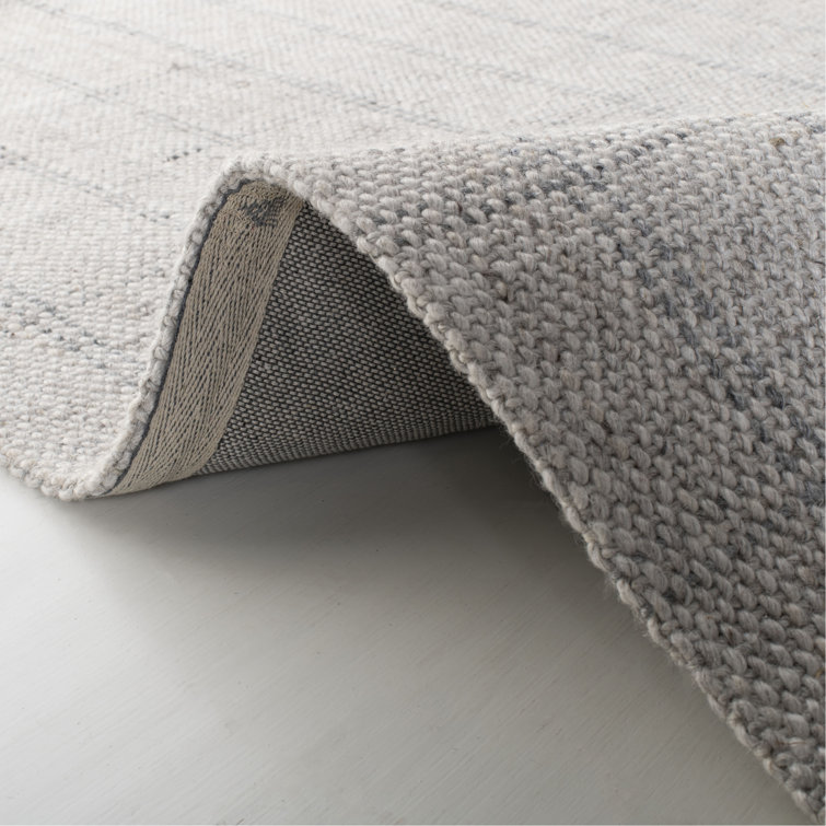 Silver Hand-Knotted Wool and Viscose 6' x 9' Rug