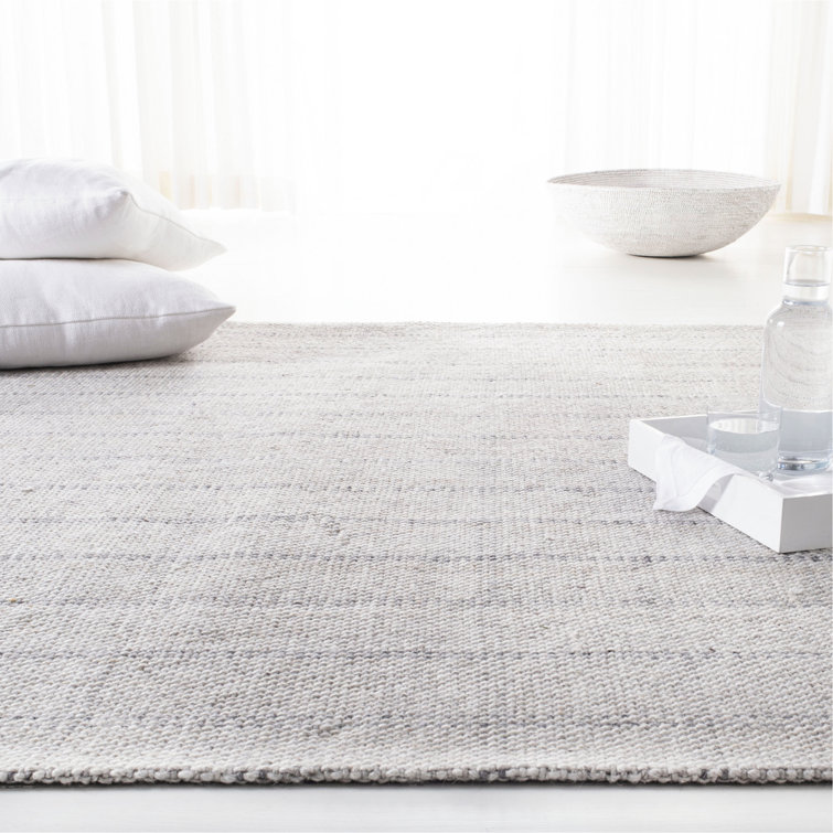 Silver Hand-Knotted Wool and Viscose 6' x 9' Rug
