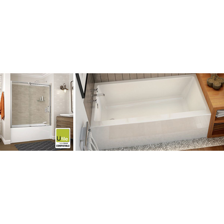 Rubix 60'' White Acrylic Alcove Soaking Bathtub
